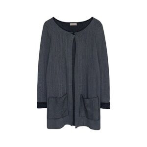 Benedetta B. Cashmere Wool Long Cardigan Women’s Size Medium Grey Chevron Knit